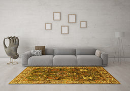 Machine Washable Oriental Yellow Industrial Rug in a Living Room, wshurb1372yw