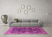 Machine Washable Oriental Pink Industrial Rug in a Living Room, wshurb1372pnk