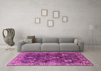 Machine Washable Oriental Pink Industrial Rug, wshurb1372pnk