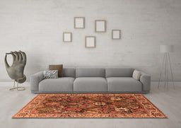Machine Washable Oriental Orange Industrial Area Rugs in a Living Room, wshurb1372org