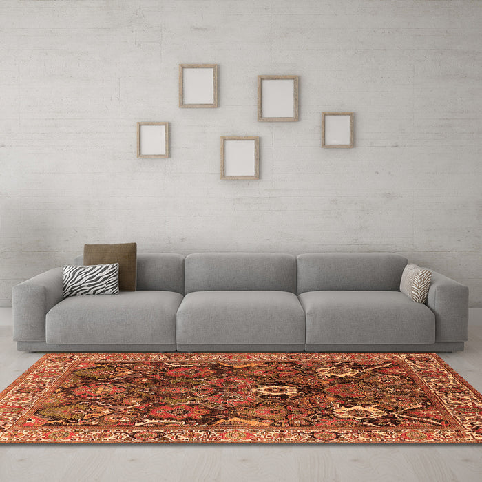 Machine Washable Oriental Orange Industrial Area Rugs in a Living Room, wshurb1372org