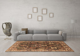 Machine Washable Oriental Brown Industrial Rug in a Living Room,, wshurb1372brn
