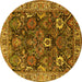 Round Oriental Yellow Industrial Rug, urb1372yw