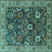 Square Oriental Turquoise Industrial Rug, urb1372turq