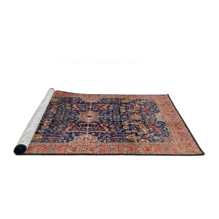 Sideview of Machine Washable Industrial Modern Camel Brown Rug, wshurb1373