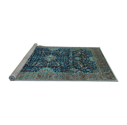 Sideview of Machine Washable Oriental Light Blue Industrial Rug, wshurb1373lblu
