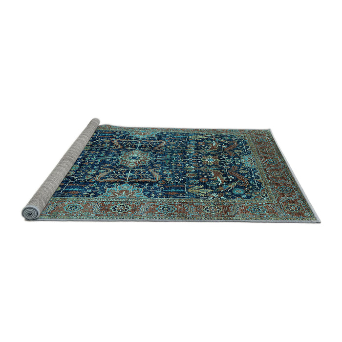 Sideview of Machine Washable Oriental Light Blue Industrial Rug, wshurb1373lblu
