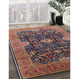Mid-Century Modern Camel Brown Oriental Rug in Family Room, urb1373