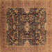 Square Oriental Brown Industrial Rug, urb1373brn