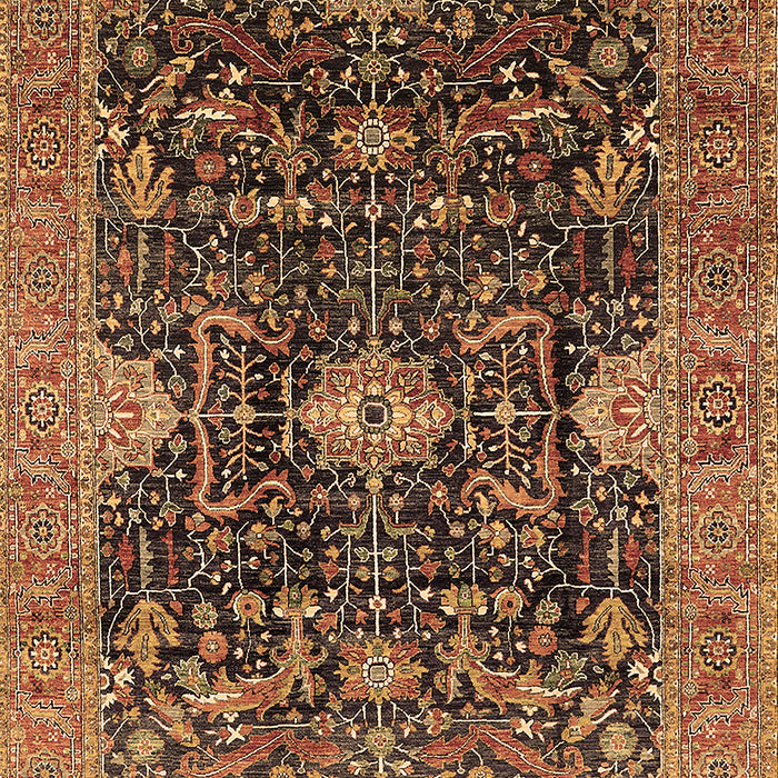 Machine Washable Oriental Brown Industrial Rug, wshurb1373brn
