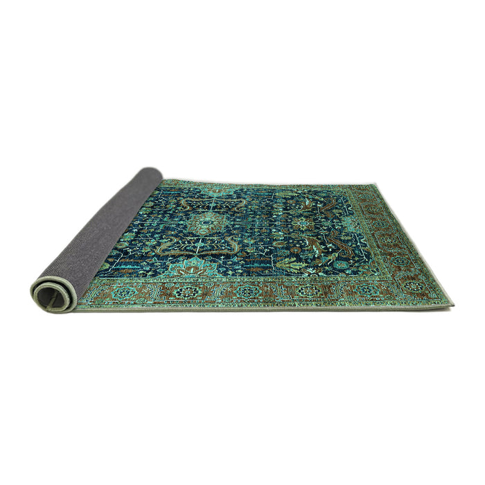 Sideview of Oriental Turquoise Industrial Rug, urb1373turq