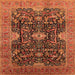 Square Machine Washable Oriental Orange Industrial Area Rugs, wshurb1373org