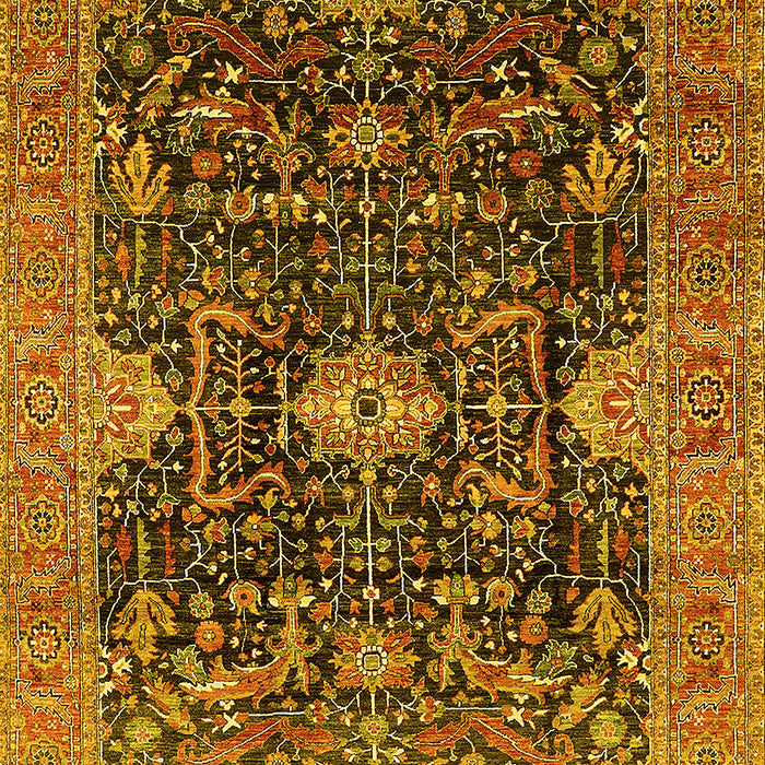 Machine Washable Oriental Yellow Industrial Rug, wshurb1373yw