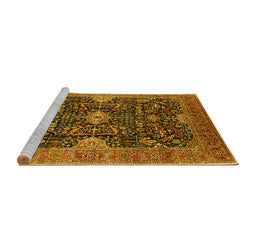Sideview of Machine Washable Oriental Yellow Industrial Rug, wshurb1373yw