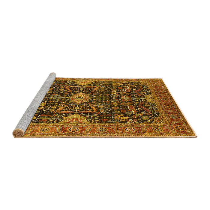 Sideview of Machine Washable Oriental Yellow Industrial Rug, wshurb1373yw