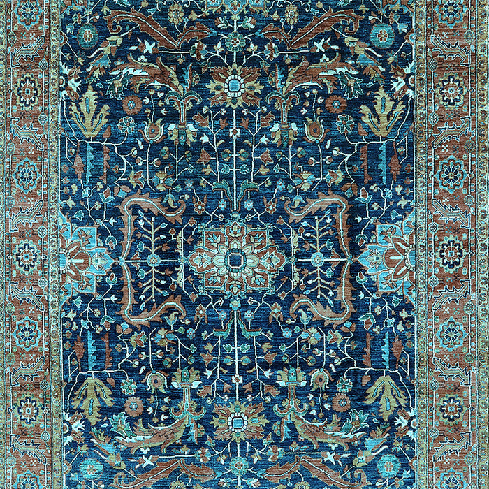 Machine Washable Oriental Light Blue Industrial Rug, wshurb1373lblu