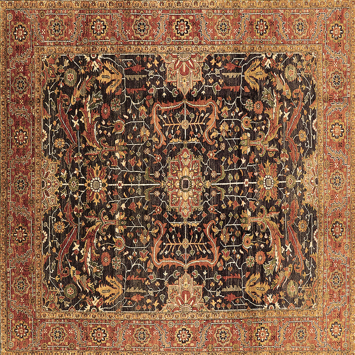 Square Machine Washable Oriental Brown Industrial Rug, wshurb1373brn