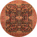 Round Oriental Orange Industrial Rug, urb1373org