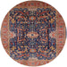 Round Mid-Century Modern Camel Brown Oriental Rug, urb1373