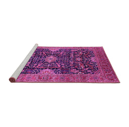 Sideview of Machine Washable Oriental Pink Industrial Rug, wshurb1373pnk