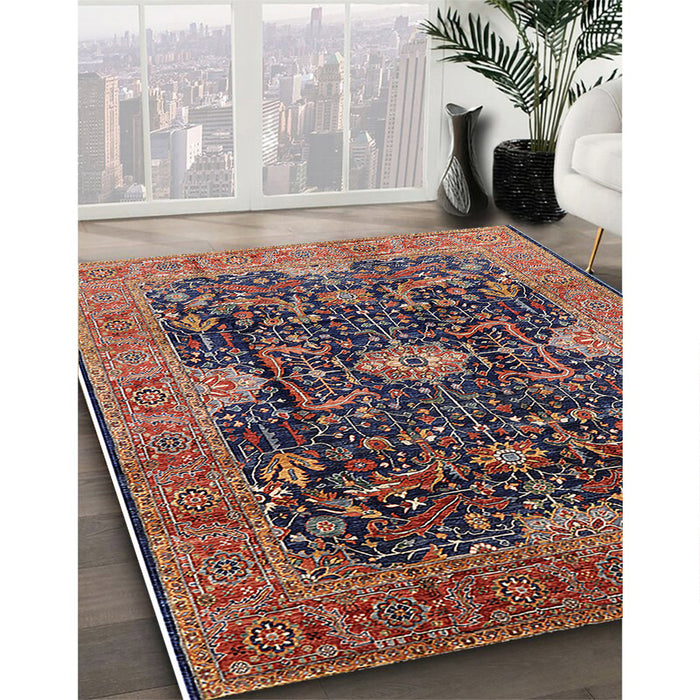 Machine Washable Industrial Modern Camel Brown Rug in a Family Room, wshurb1373