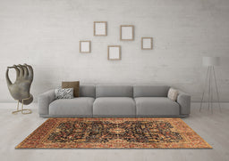 Machine Washable Oriental Brown Industrial Rug in a Living Room,, wshurb1373brn