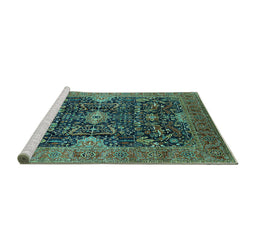 Sideview of Machine Washable Oriental Turquoise Industrial Area Rugs, wshurb1373turq