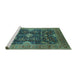 Sideview of Machine Washable Oriental Turquoise Industrial Area Rugs, wshurb1373turq