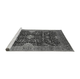 Sideview of Machine Washable Oriental Gray Industrial Rug, wshurb1373gry