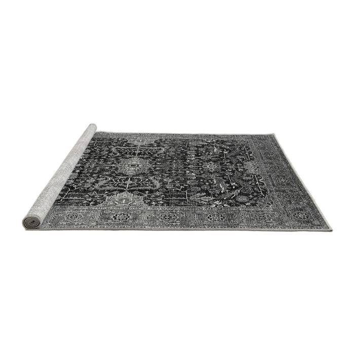 Sideview of Machine Washable Oriental Gray Industrial Rug, wshurb1373gry