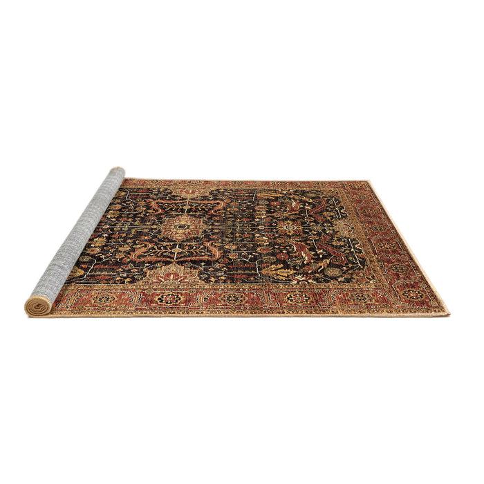 Sideview of Machine Washable Oriental Brown Industrial Rug, wshurb1373brn