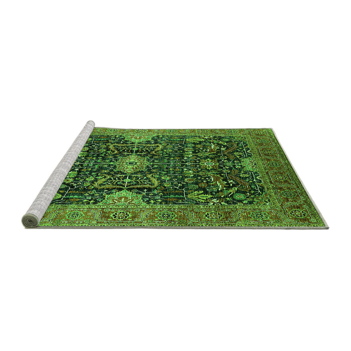 Sideview of Machine Washable Oriental Green Industrial Area Rugs, wshurb1373grn
