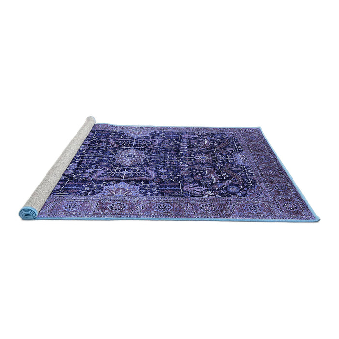 Sideview of Machine Washable Oriental Blue Industrial Rug, wshurb1373blu