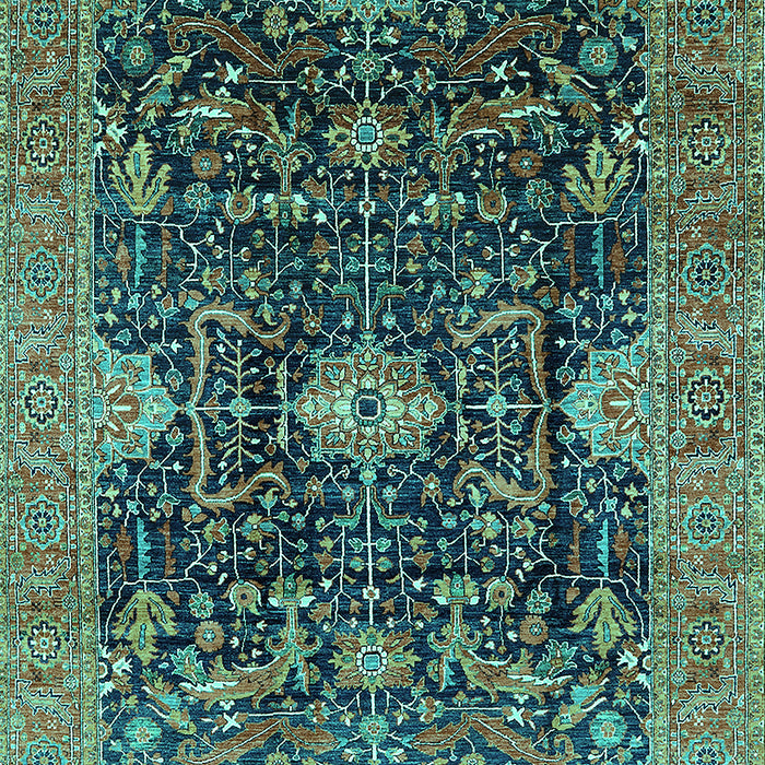 Machine Washable Oriental Turquoise Industrial Area Rugs, wshurb1373turq