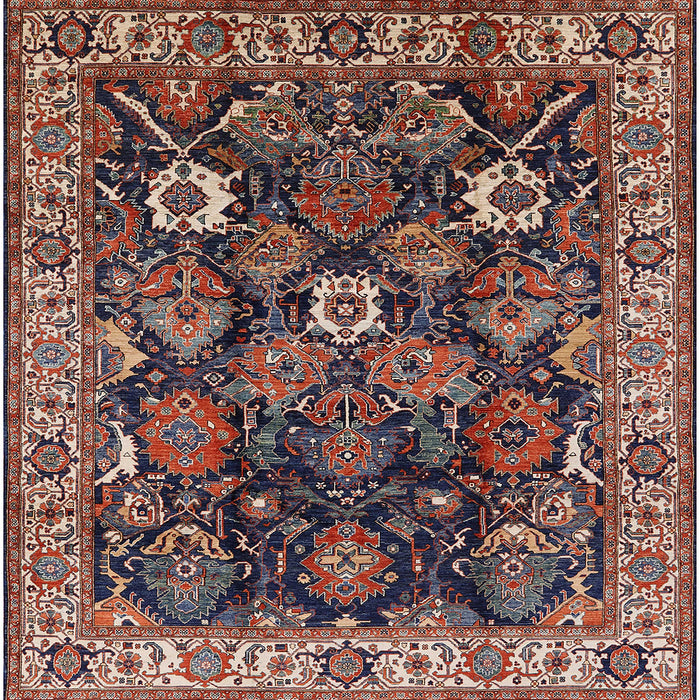 Square Mid-Century Modern Camel Brown Oriental Rug, urb1374