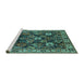 Sideview of Machine Washable Oriental Turquoise Traditional Area Rugs, wshurb1374turq