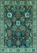 Machine Washable Oriental Turquoise Traditional Area Rugs, wshurb1374turq