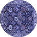 Round Machine Washable Oriental Blue Traditional Rug, wshurb1374blu