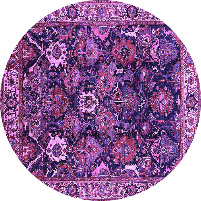 Round Oriental Purple Traditional Rug, urb1374pur