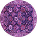 Round Oriental Purple Traditional Rug, urb1374pur