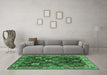 Machine Washable Oriental Emerald Green Traditional Area Rugs in a Living Room,, wshurb1374emgrn