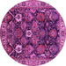 Round Machine Washable Oriental Pink Traditional Rug, wshurb1374pnk