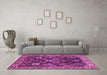 Machine Washable Oriental Pink Traditional Rug in a Living Room, wshurb1374pnk