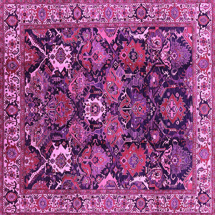 Square Oriental Pink Traditional Rug, urb1374pnk