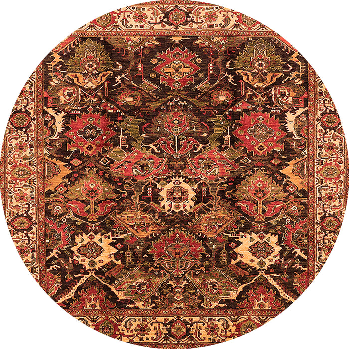 Round Oriental Orange Traditional Rug, urb1374org