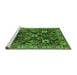 Sideview of Machine Washable Oriental Green Traditional Area Rugs, wshurb1374grn