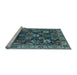 Sideview of Machine Washable Oriental Light Blue Traditional Rug, wshurb1374lblu