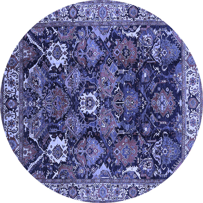 Round Oriental Blue Traditional Rug, urb1374blu
