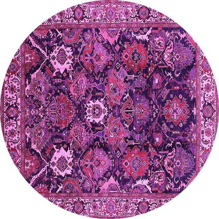 Round Oriental Pink Traditional Rug, urb1374pnk