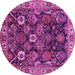 Round Oriental Pink Traditional Rug, urb1374pnk